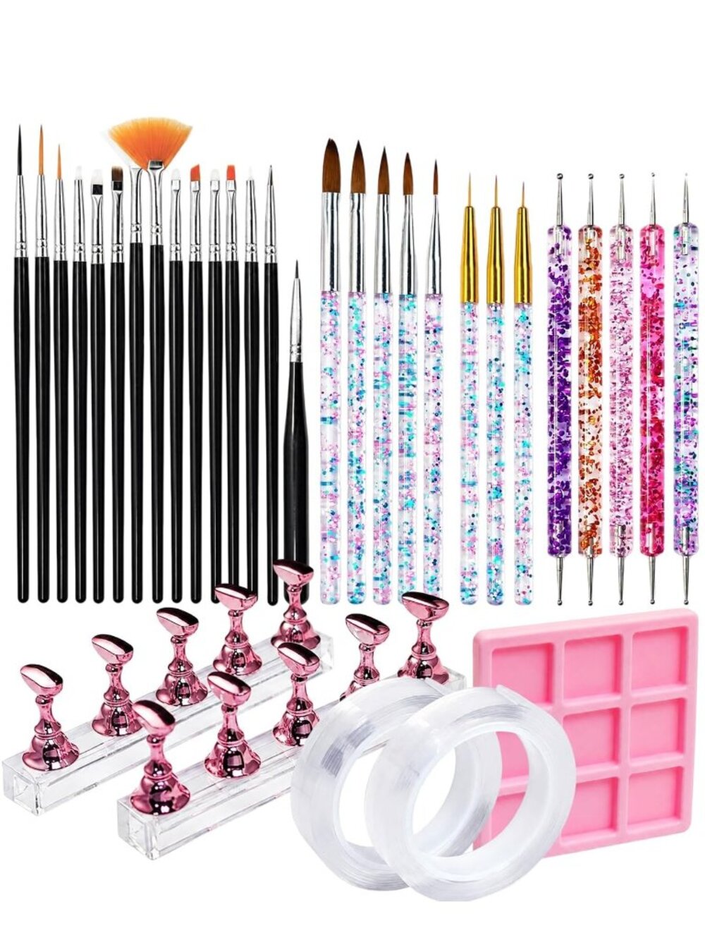 33 Pcs Nail Art Tool Kit & Nail Art Brushes Set with Nail Stands And Palette